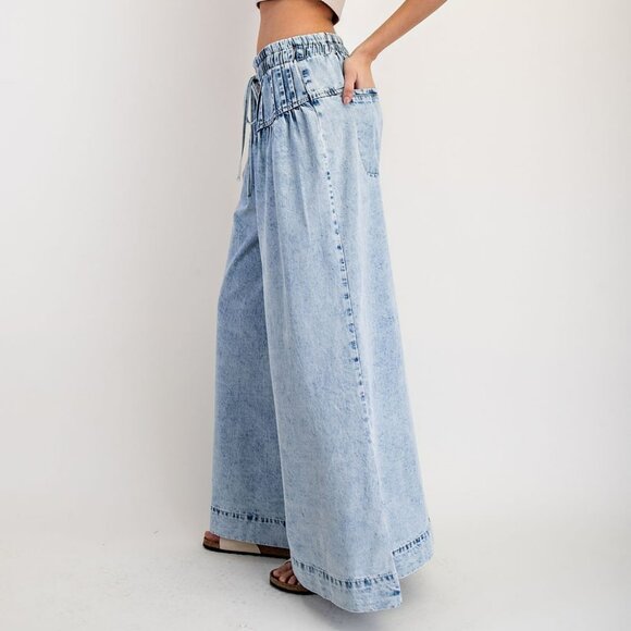 NWT ee:some Mineral-Washed Wide Leg Denim Pants โ Light Wash - Picture 7 of 16